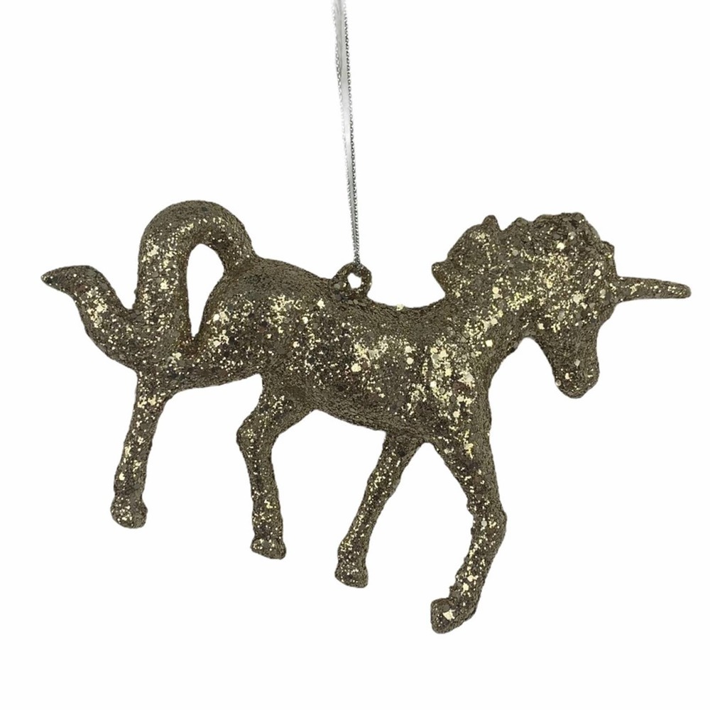 Glitter Gold Unicorn Hanging Ornament